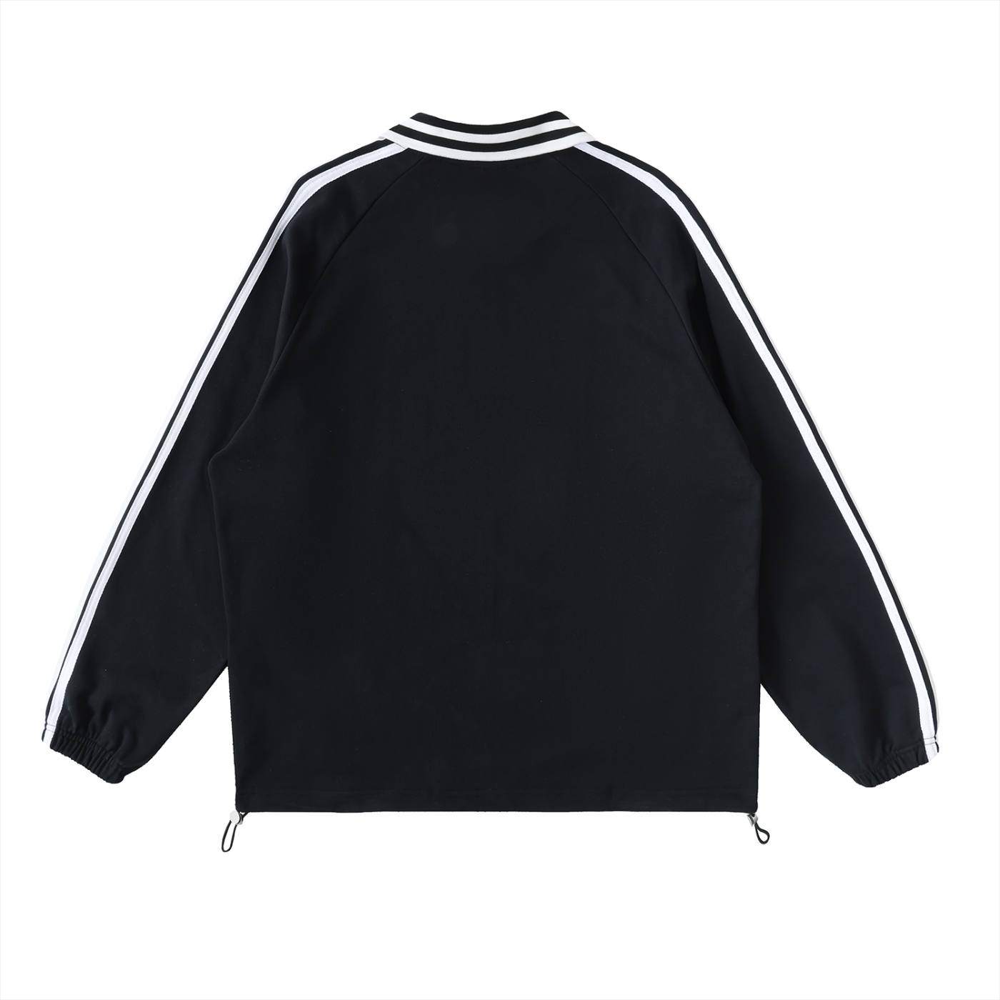 Oceans Contrast Striped Lapel Collar Sweatshirt