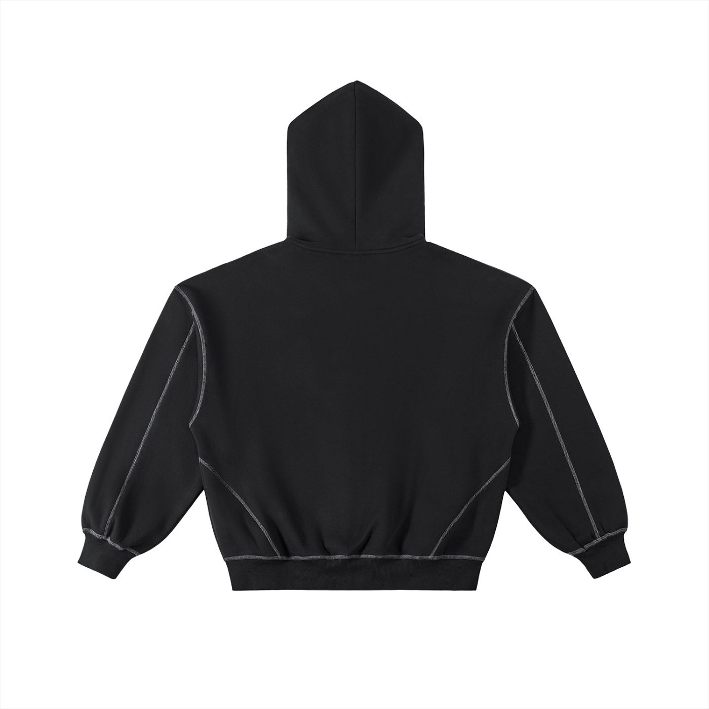 Oceans Contrast-Stitched Boxy Fleece Zip Hoodie