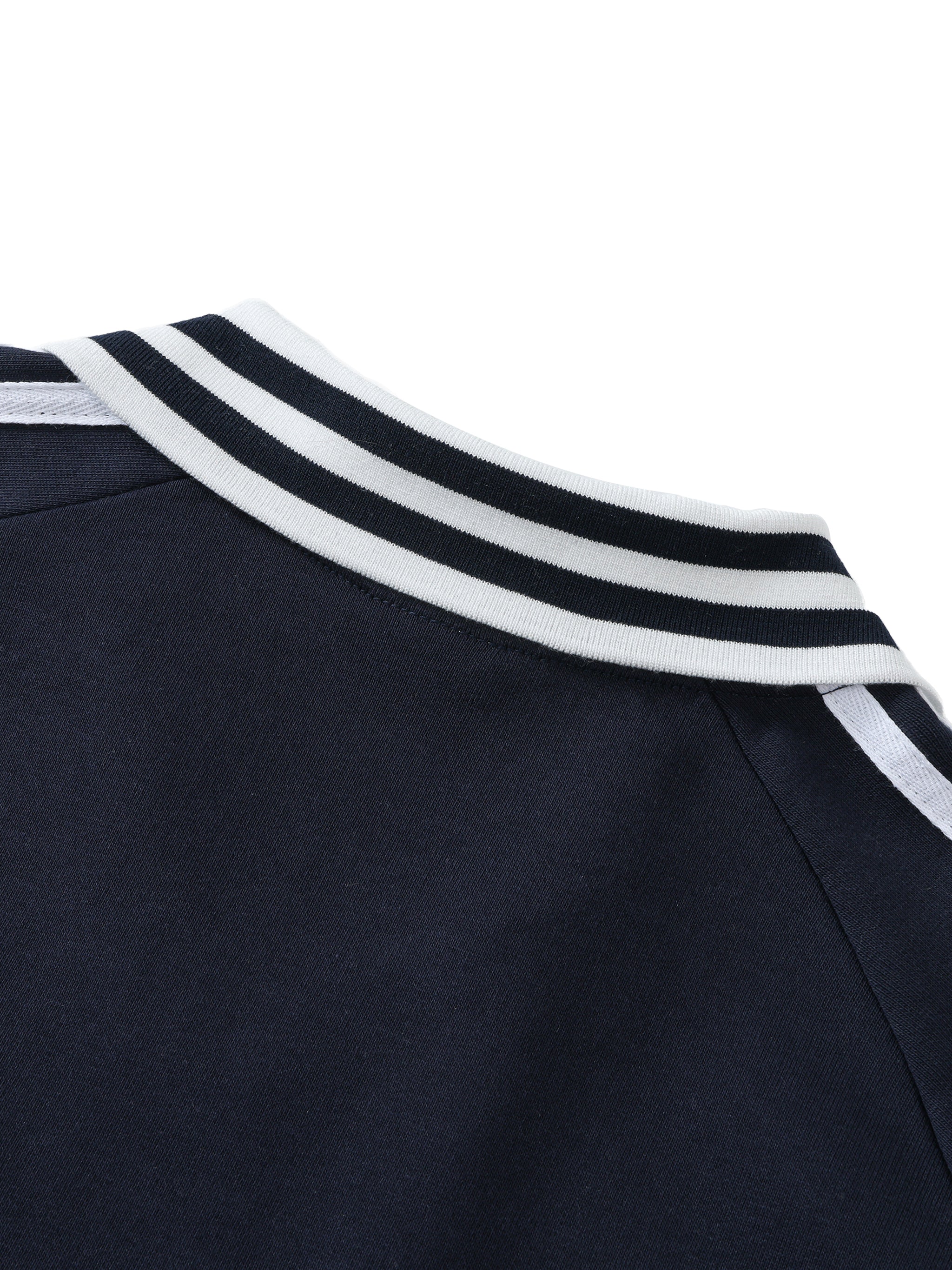 Oceans Contrast Striped Lapel Collar Sweatshirt