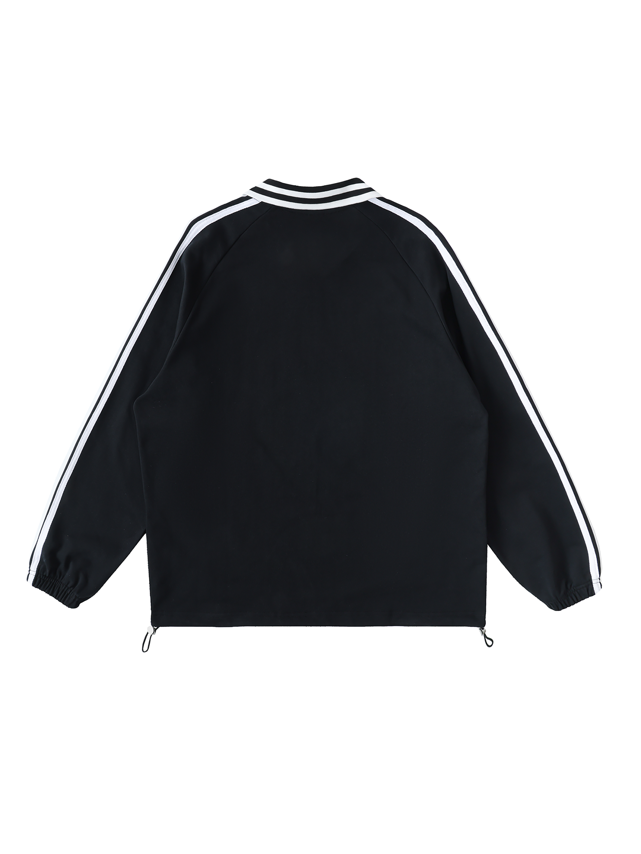 Oceans Contrast Striped Lapel Collar Sweatshirt